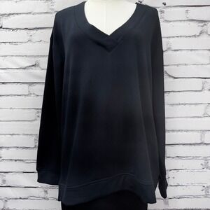 Orvis Classic Collection Womens Black V-Neck Long Sleeve‎ Modal Blend Top Large